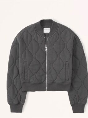 Abercrombie Gray Quilted Bomber Jacket